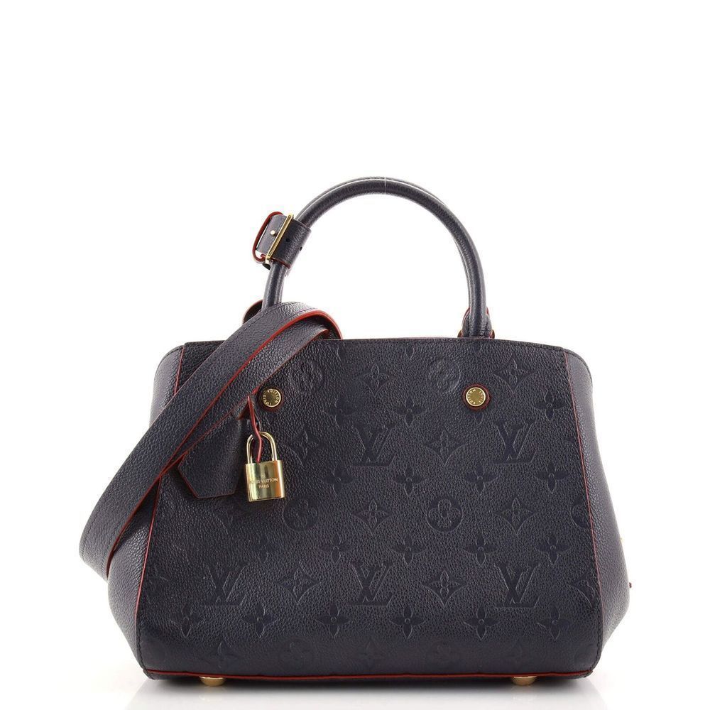 Louis Vuitton Montaigne Handbag Monogram Empreinte Leather BB Navy Blue